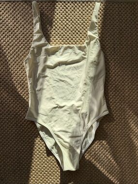 OOKIOH Cream One-Piece Swim Bodysuit size Large